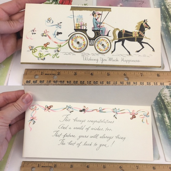 13 Used 1960s Vintage Anniversary Wedding Greeting Cards Scrap Book Art Collect - Picture 3 of 11